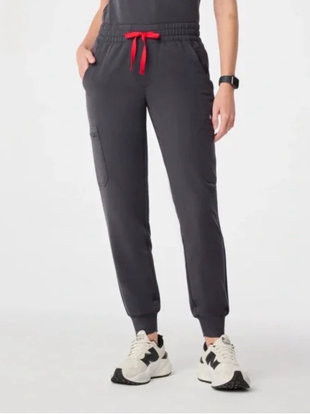 Figs Charcoal Track Joggers with Red Drawstring
